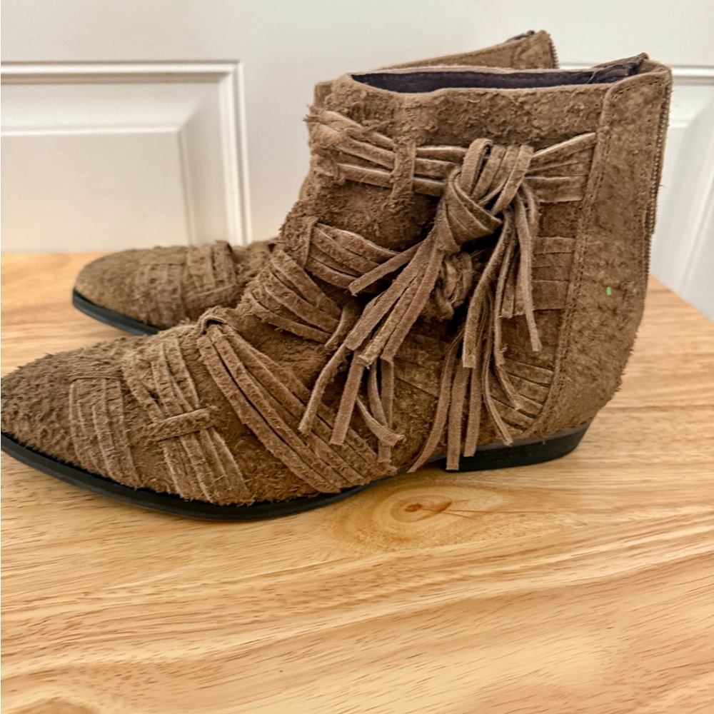 Free People Textured Tan Ankle Booties New - Grunge